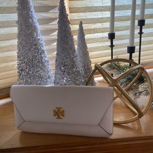 Tory Burch Kira Leather Clutch in White